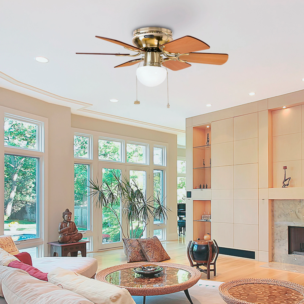 MASTERFAN| Ventilador Petit 30", para áreas pequelas de hasta 9 m², 6 aspas, Base para foco, 3 velocidades