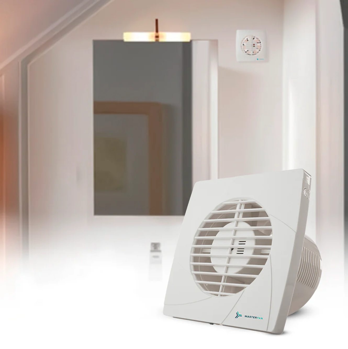 Extractor Inter Blanco instalado en un baño, silencioso ideal