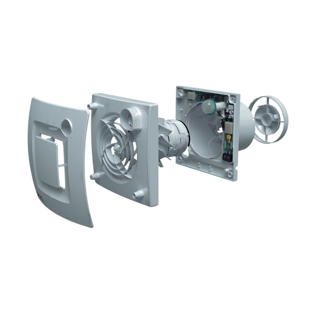 Detalle de los sensores de movimiento y humedad del extractor Silent Dual