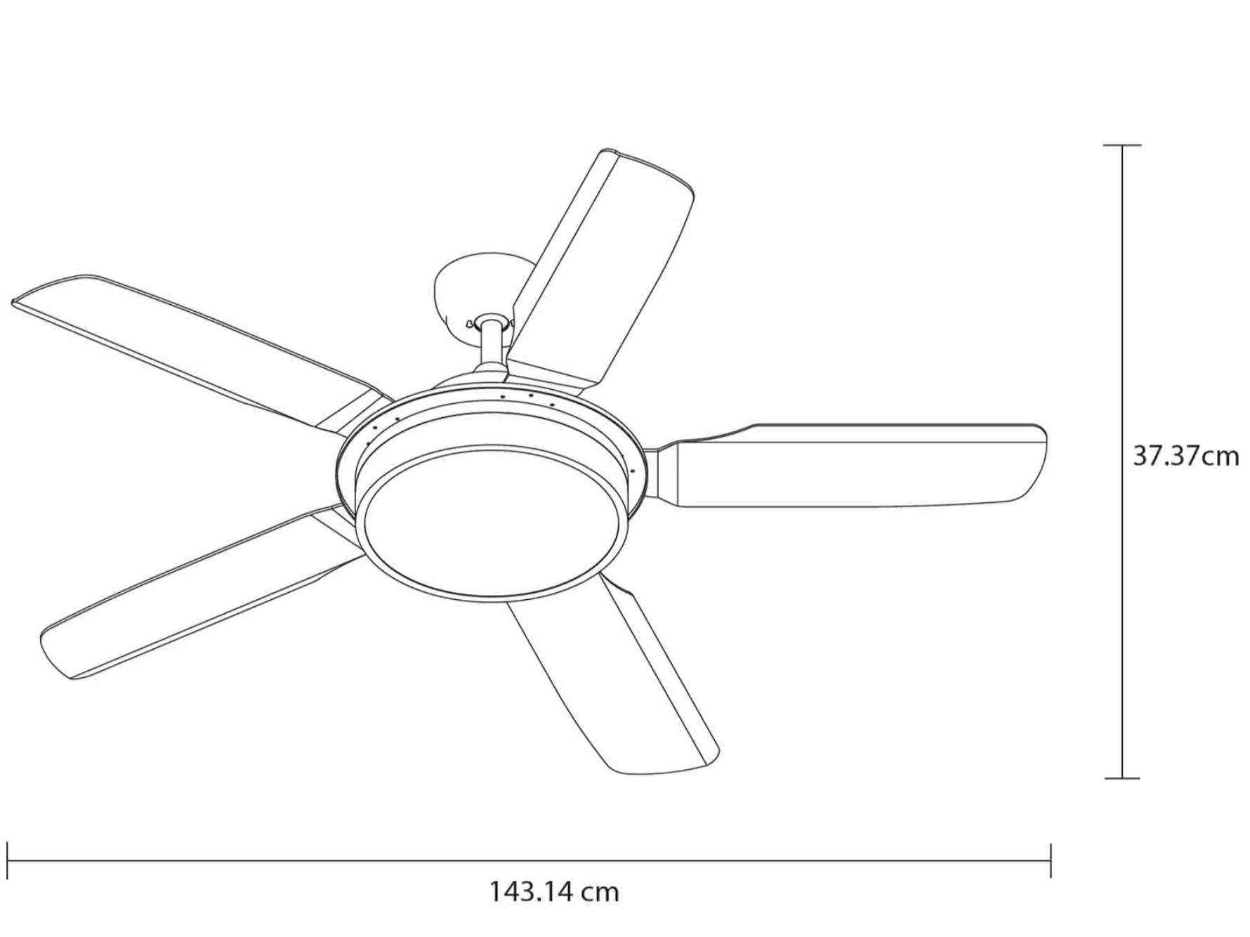 Ventilador Merope 52″ Café instalado en sala