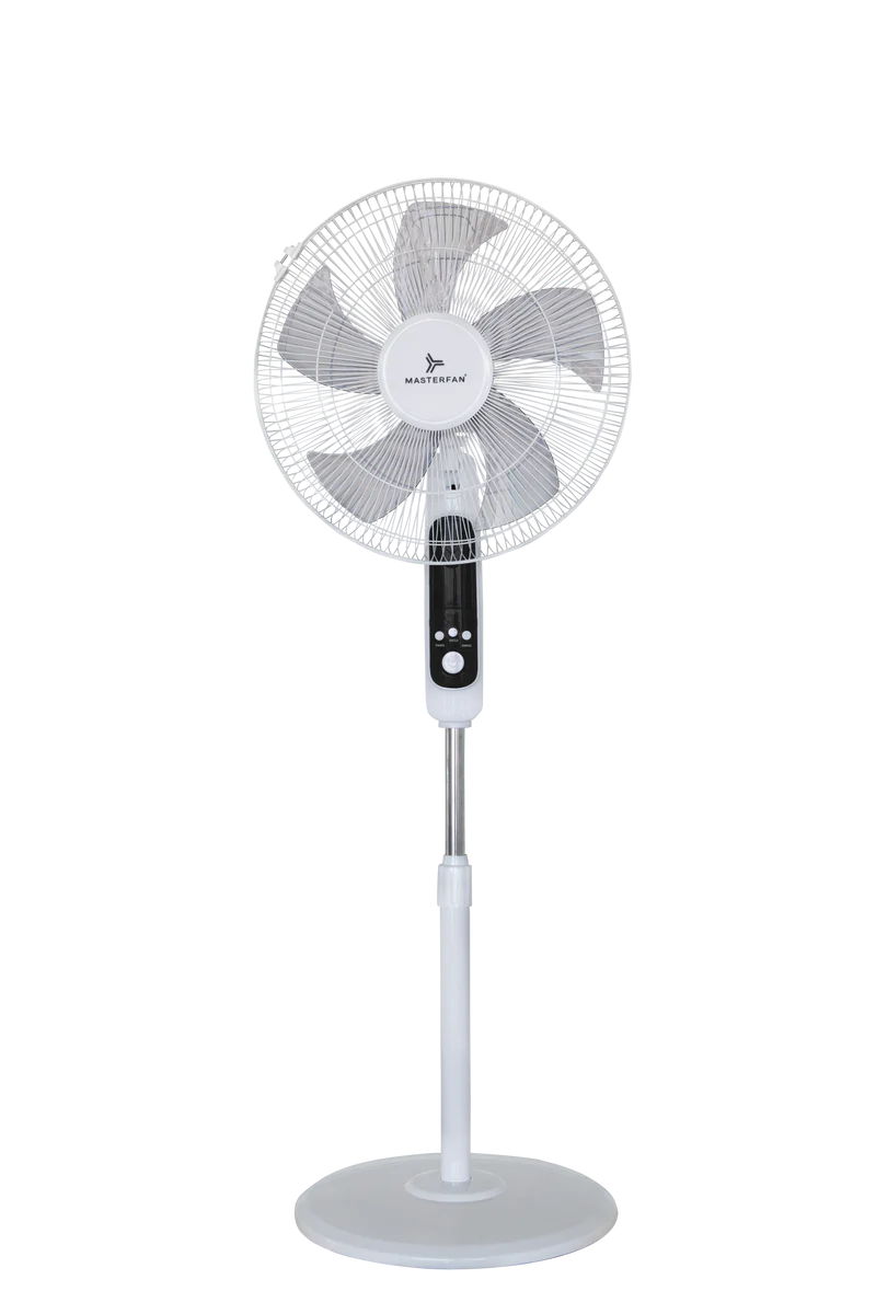 MASTERFAN| Ventilador De Pedestal Apolo 16" Blanco, 16" pulgadas, 5 aspas, temporizador