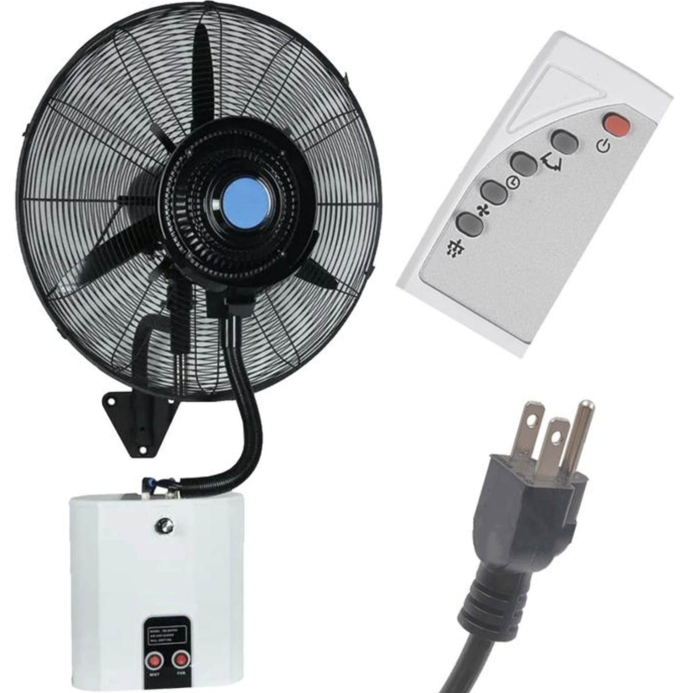 Ventilador con neubolizador de agua 26", Multifuncional para aire libre, 3 aspas