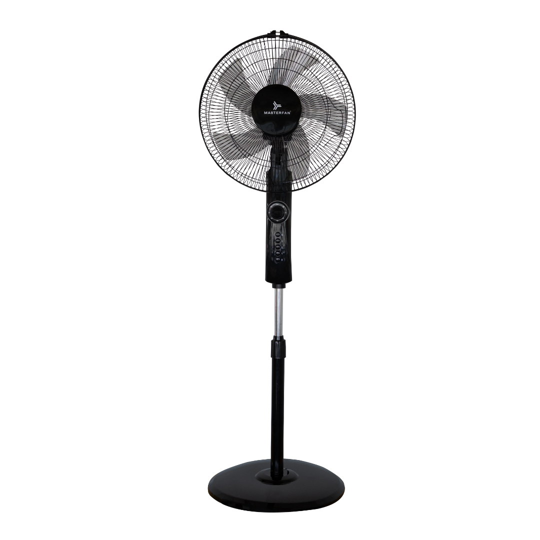 MASTERFAN| Ventilador De Pedestal Ares 16" Negro, 5 aspas, 4 velocidades, cobertura de 6 a 9m2