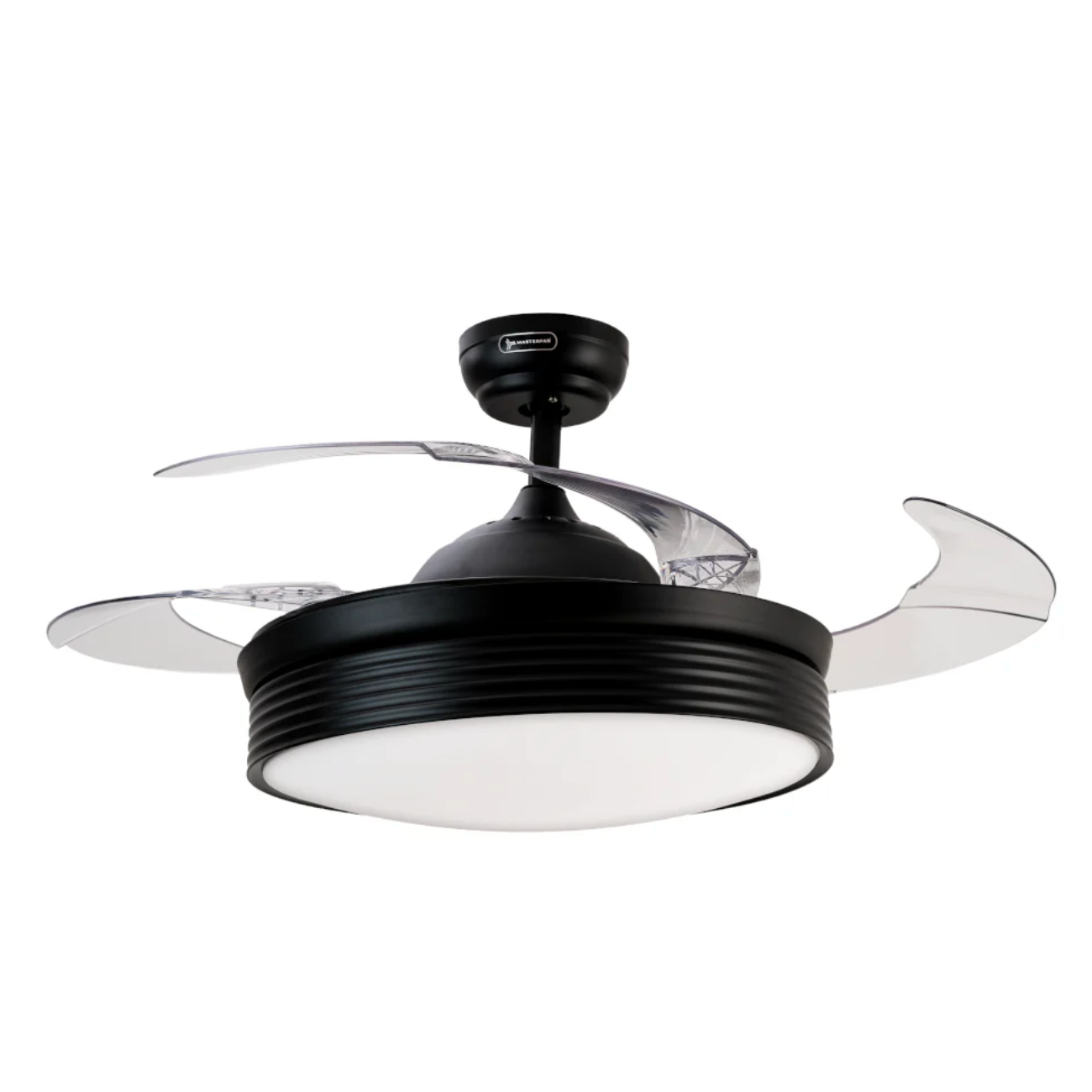 MASTERFAN| Ventilador Volare 42" Negro, 4 aspas transparentes, Wi-Fi, Luz LED