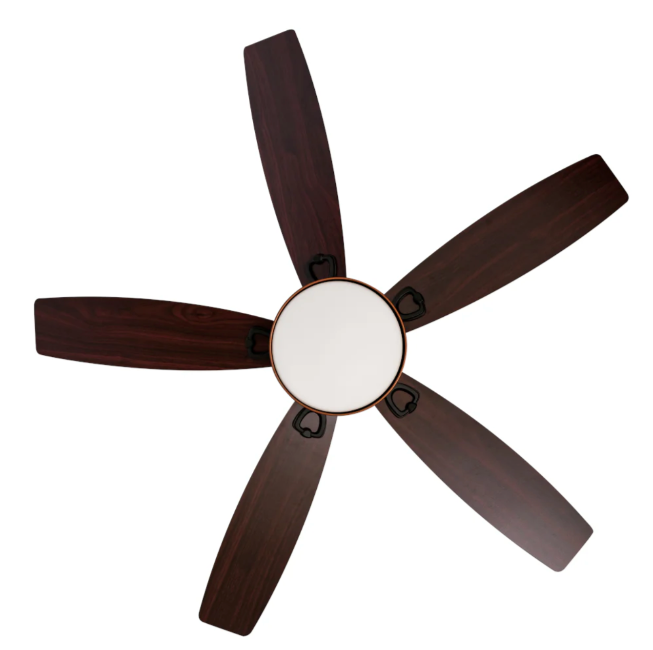 MASTERFAN| Ventilador Polux 52" Chocolate, Cubre espacios de hasta 49 m², Wi-Fi, 5 aspas doble vista, Luz LED