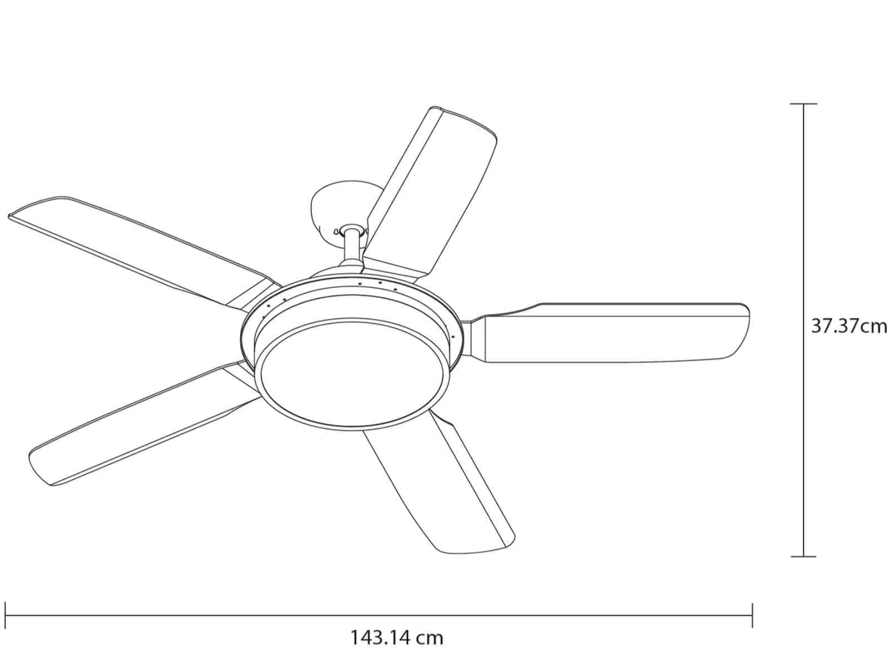 MASTERFAN| Ventilador Merope 52" Café, Para áreas de hasta 49m², Luz LED, 5 aspas