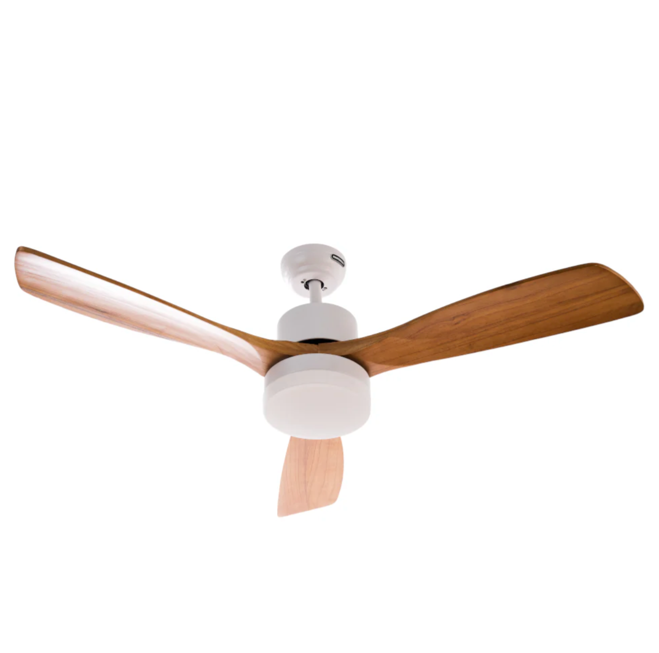 MASTERFAN| Ventilador Aria 52" Blanco/Madera, Cubre espacios de hasta 49 m², Luz LED, Control Remoto Incluido