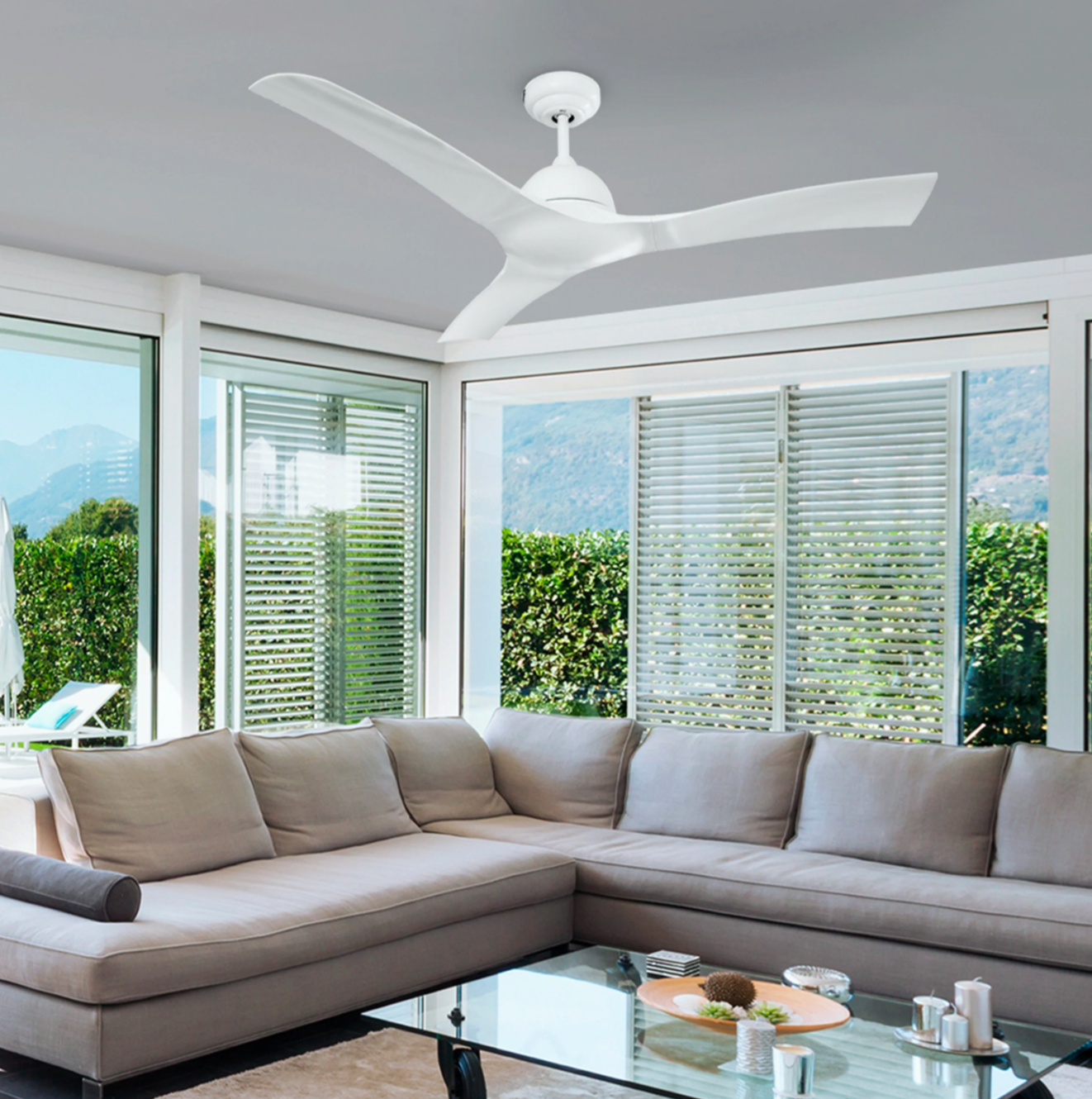 MASTERFAN| Ventilador Luna Blanco 52", Capaz de mover hasta 10,000 m³/h de aire, 3 aspas, para espacios de hasta 49m²