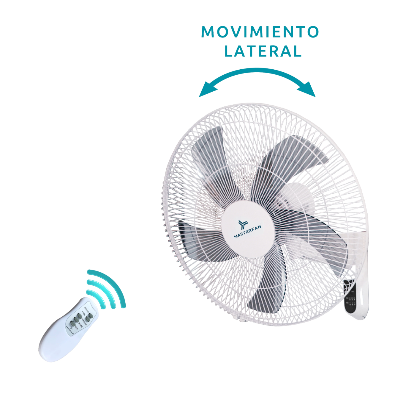 MASTERFAN| Ventilador para Muro 18" Blanco, 5 aspas, Oscilación de 90°, 3 velocidades, Uso interior