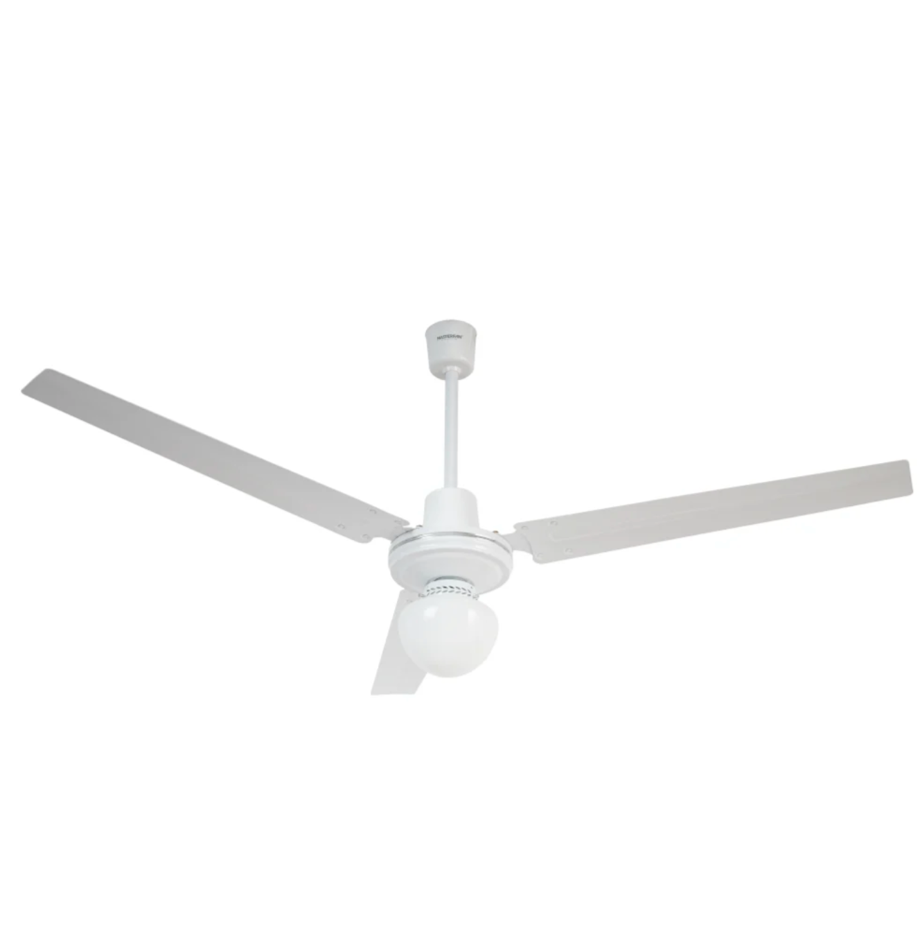 MASTERFAN| Ventilador Prometheus 56" con Luz, metal color blanco con 3 aspas, 5 velocidades, control de pared.