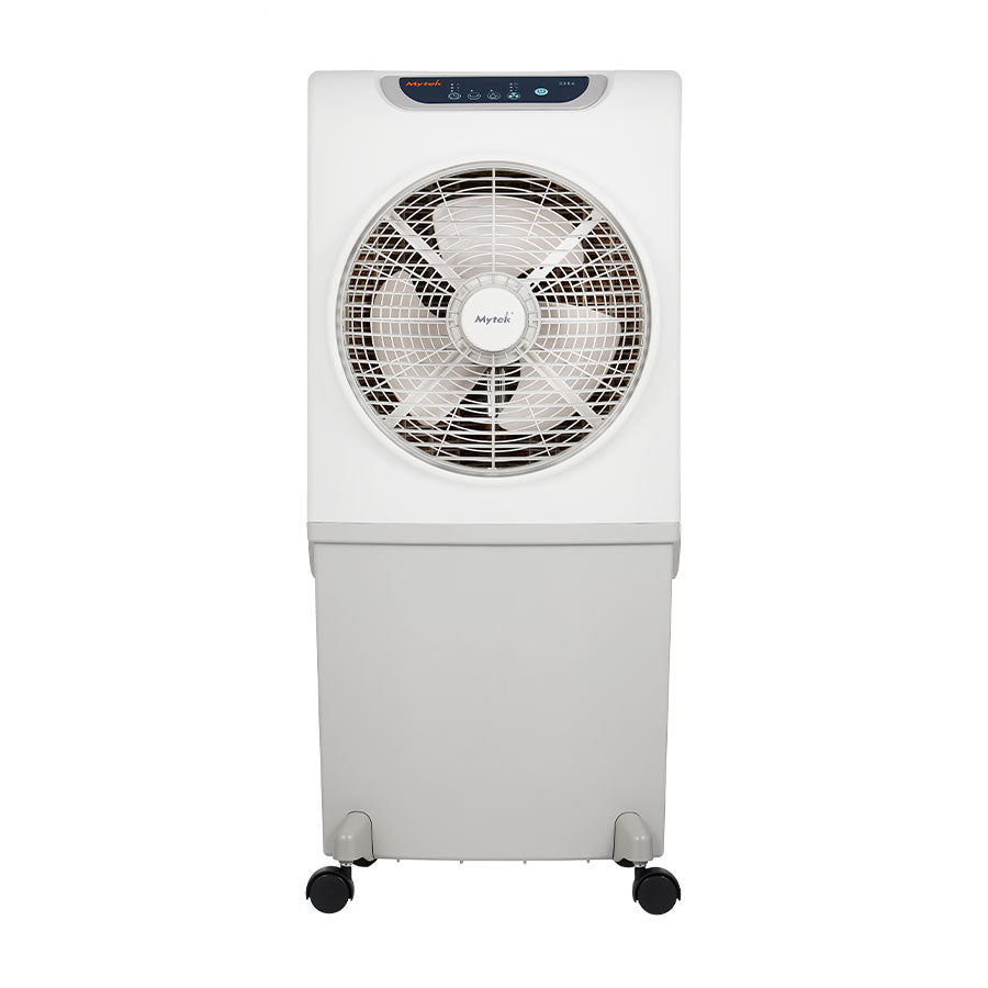 Enfriador evaporativo portátil MYTEK 3204 de 45 litros — 3 en 1 con diseño triangular y oscilación 360° — Plan B Soluciones