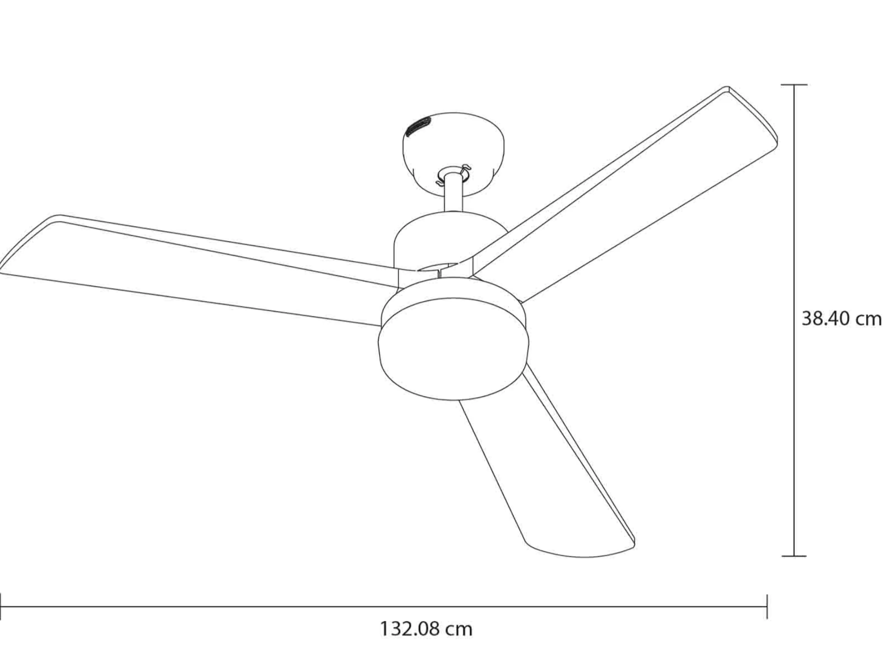 Ventilador Aria 52″ Blanco con detalles de madera instalado en sala