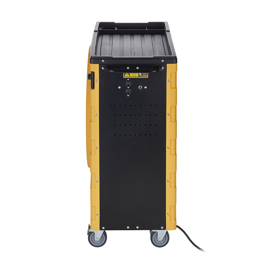 Compartimento superior y paneles perforados del ventilador MYTEK 3414 para almacenaje de herramientas