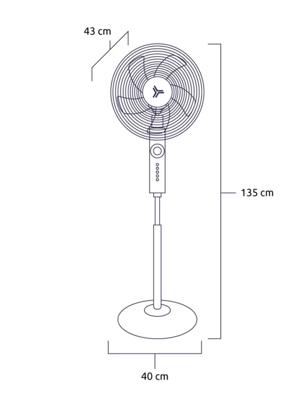 Ventilador Ares 16″ negro con altura ajustable