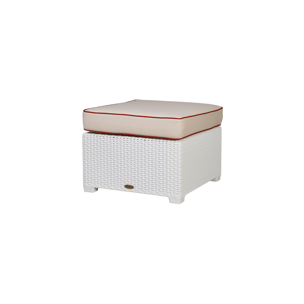 MYTEK| Ottoman Magnolia tipo rattan, Ideal para exteriores, Incluye Cojin